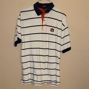 College Classics VTG L Auburn Men's Striped Polo Shirt - White and Navy
